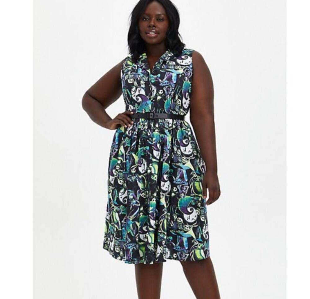 Torrid Disney Nightmare Before Christmas Halloween Shirt Dress Jack Sally 12 L